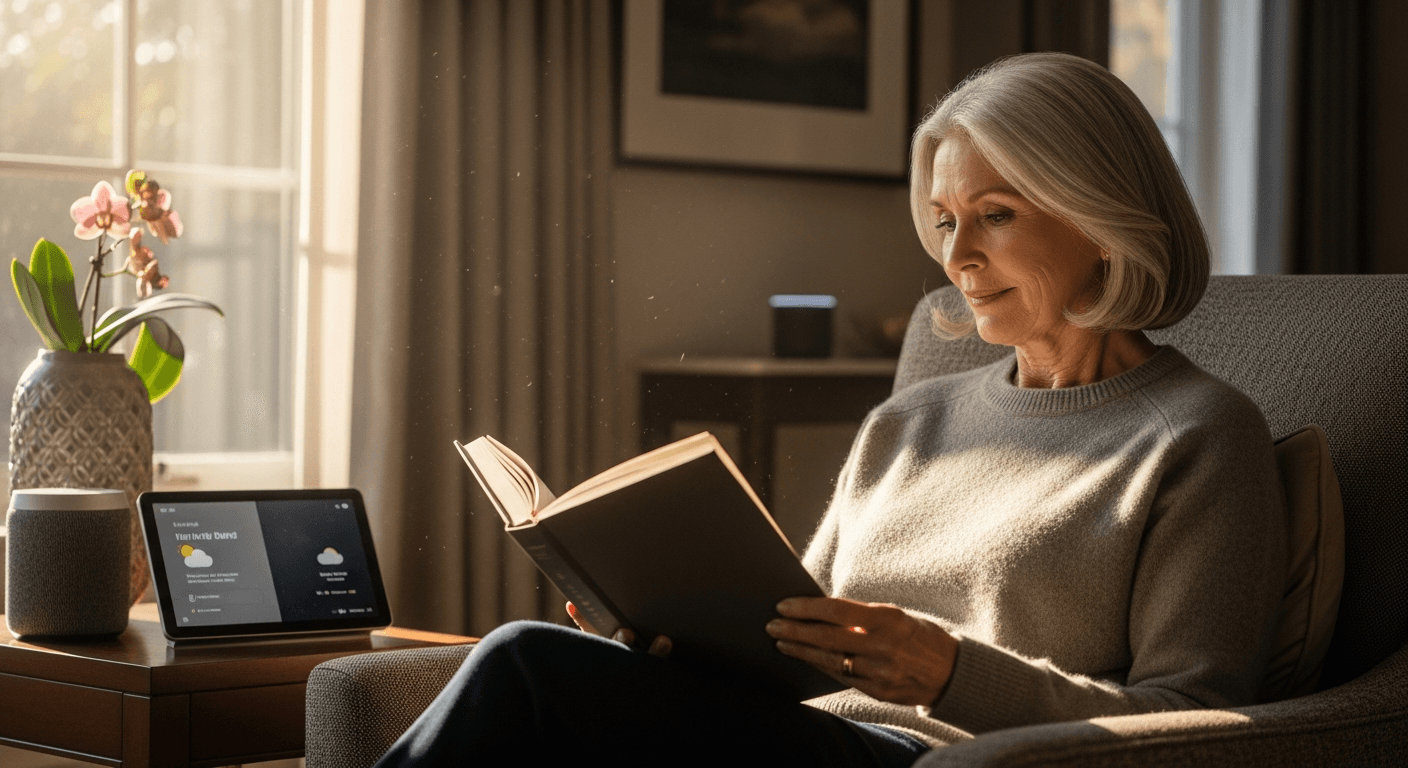 Senior living independently at home with discreet monitoring
