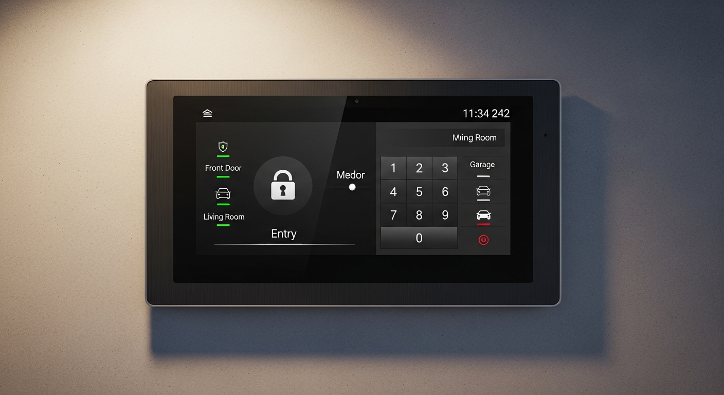 Premium security monitoring interface showing a modern control panel